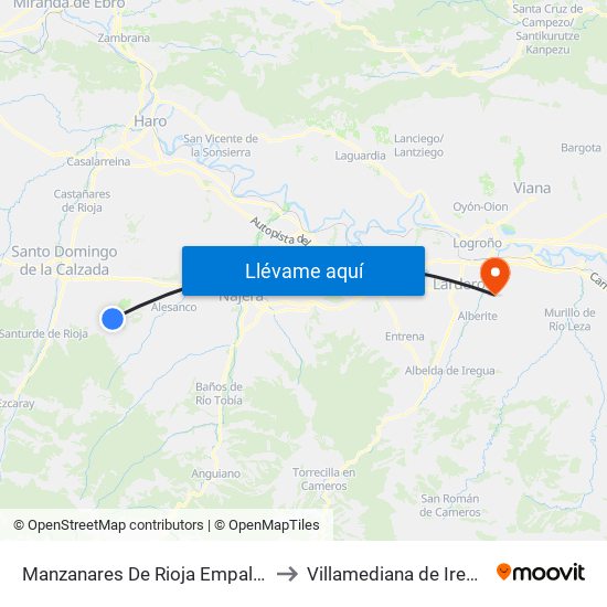 Manzanares De Rioja Empalme to Villamediana de Iregua map