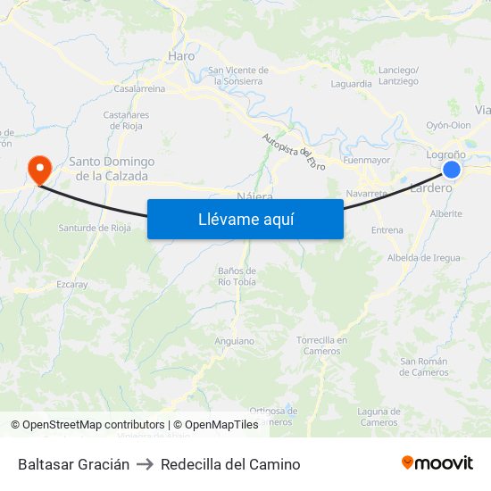 Baltasar Gracián to Redecilla del Camino map