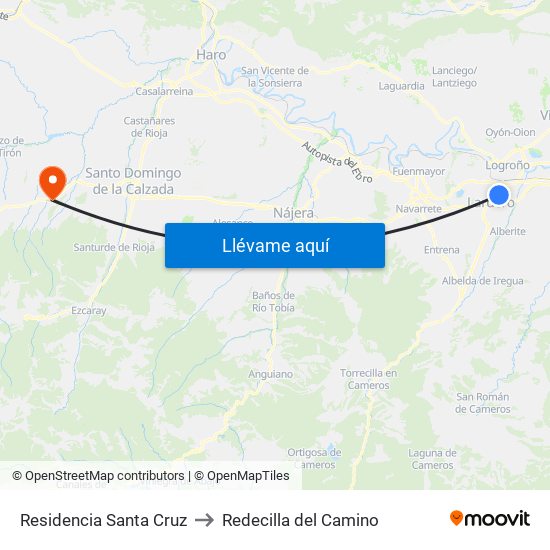 Residencia Santa Cruz to Redecilla del Camino map