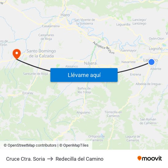 Cruce Ctra. Soria to Redecilla del Camino map