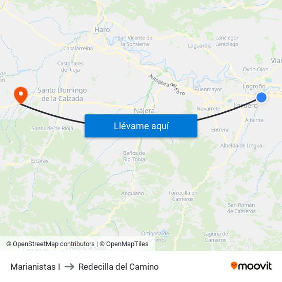 Marianistas I to Redecilla del Camino map