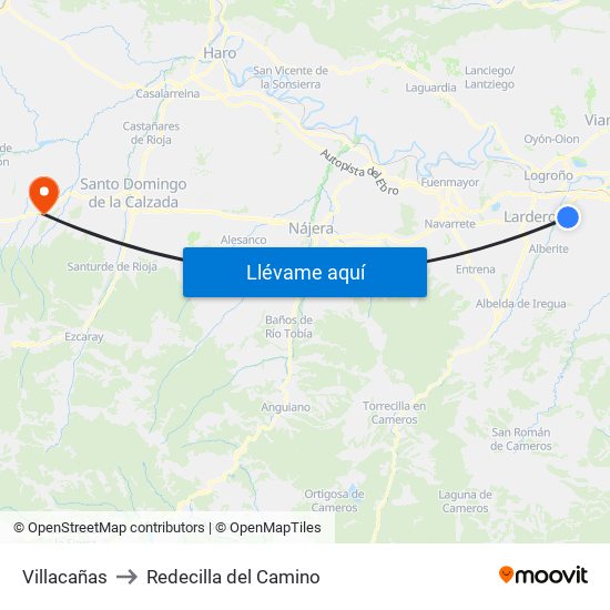 Villacañas to Redecilla del Camino map