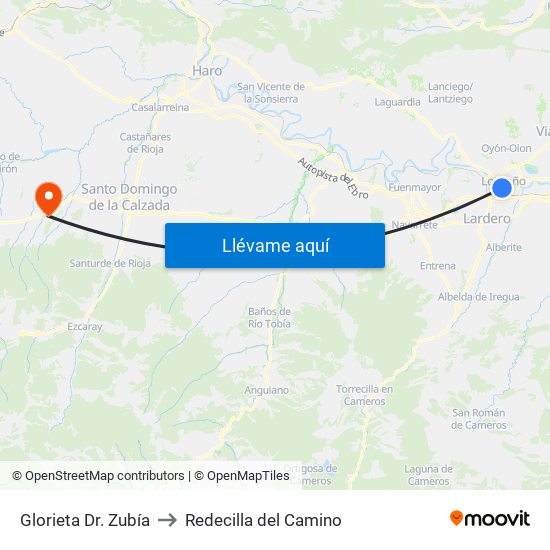 Glorieta Dr. Zubía to Redecilla del Camino map