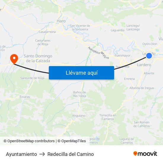 Ayuntamiento to Redecilla del Camino map
