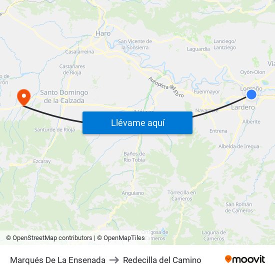 Marqués De La Ensenada to Redecilla del Camino map
