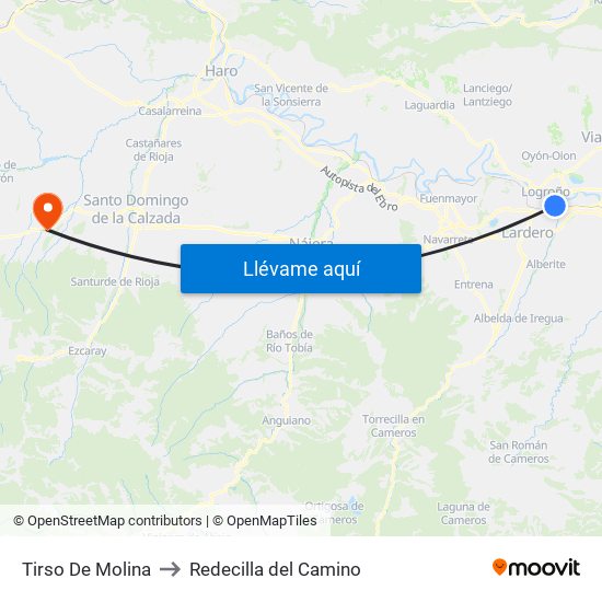 Tirso De Molina to Redecilla del Camino map