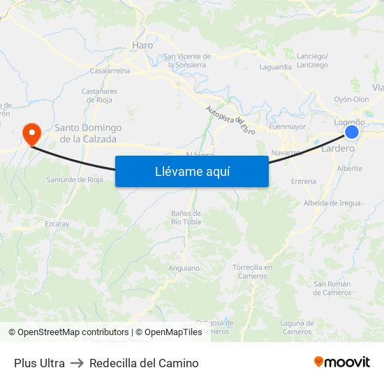 Plus Ultra to Redecilla del Camino map