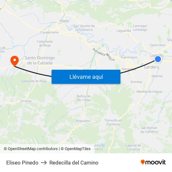 Eliseo Pinedo to Redecilla del Camino map