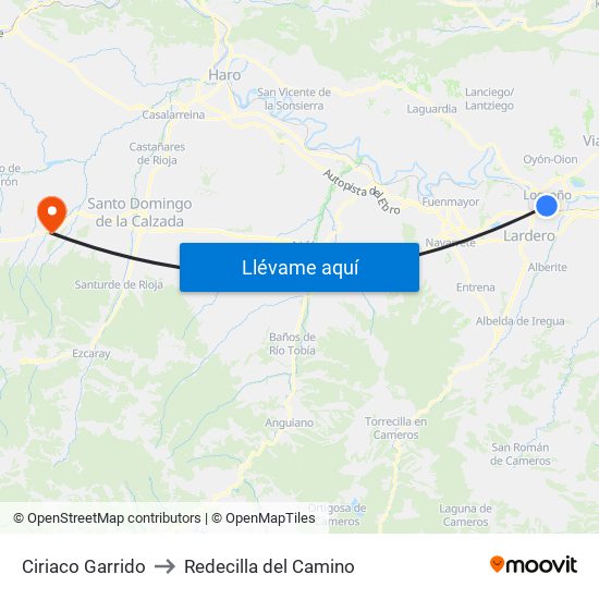 Ciriaco Garrido to Redecilla del Camino map