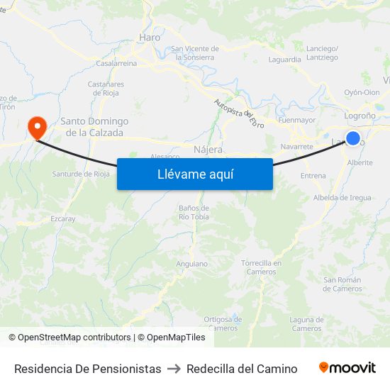 Residencia De Pensionistas to Redecilla del Camino map