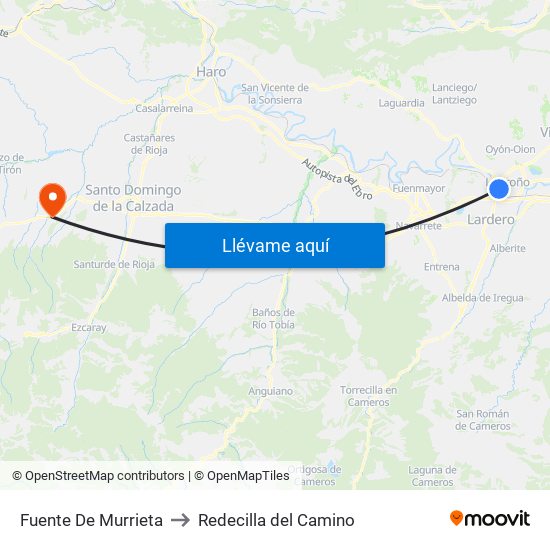 Fuente De Murrieta to Redecilla del Camino map