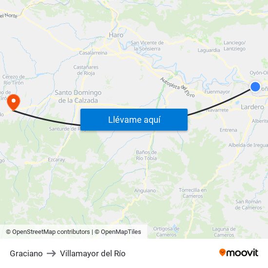 Graciano to Villamayor del Río map