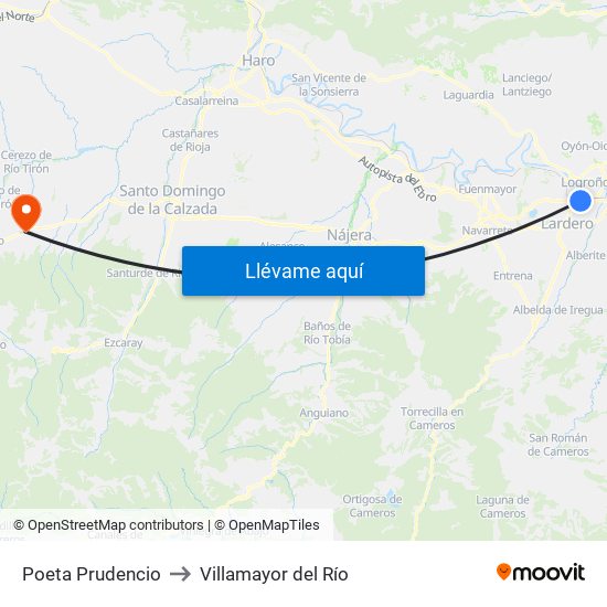 Poeta Prudencio to Villamayor del Río map