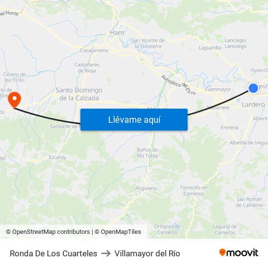 Ronda De Los Cuarteles to Villamayor del Río map