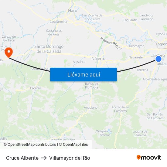 Cruce Alberite to Villamayor del Río map