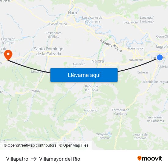 Villapatro to Villamayor del Río map