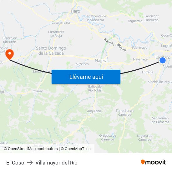 El Coso to Villamayor del Río map