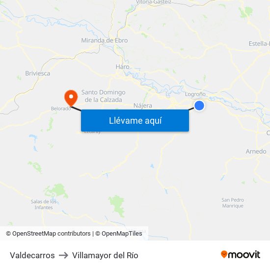 Valdecarros to Villamayor del Río map