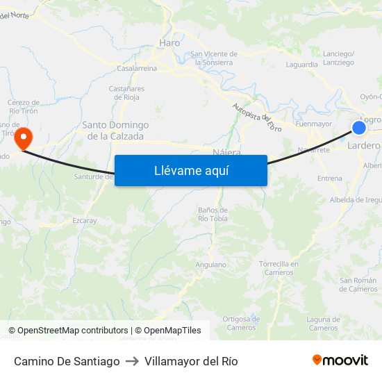 Camino De Santiago to Villamayor del Río map