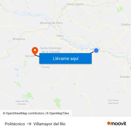 Politécnico to Villamayor del Río map