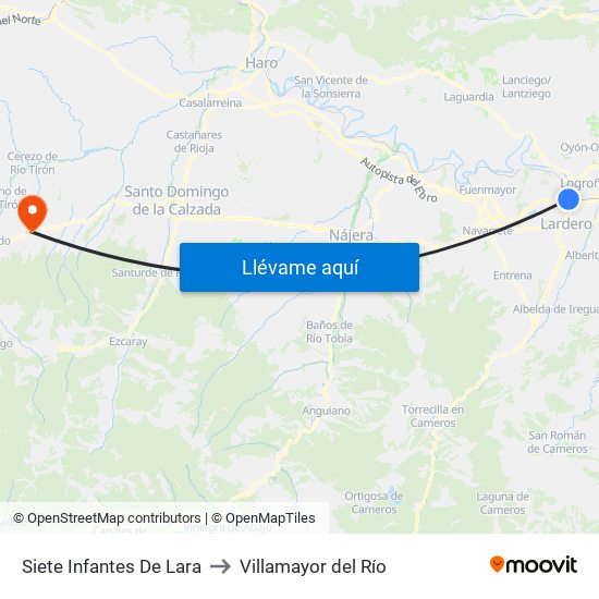 Siete Infantes De Lara to Villamayor del Río map