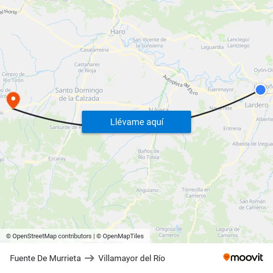 Fuente De Murrieta to Villamayor del Río map