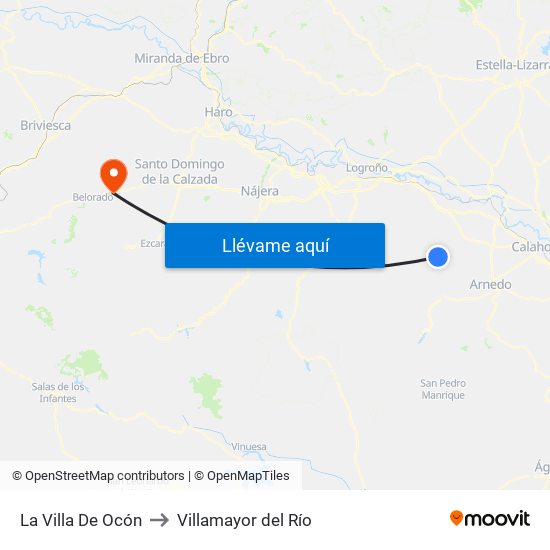 La Villa De Ocón to Villamayor del Río map