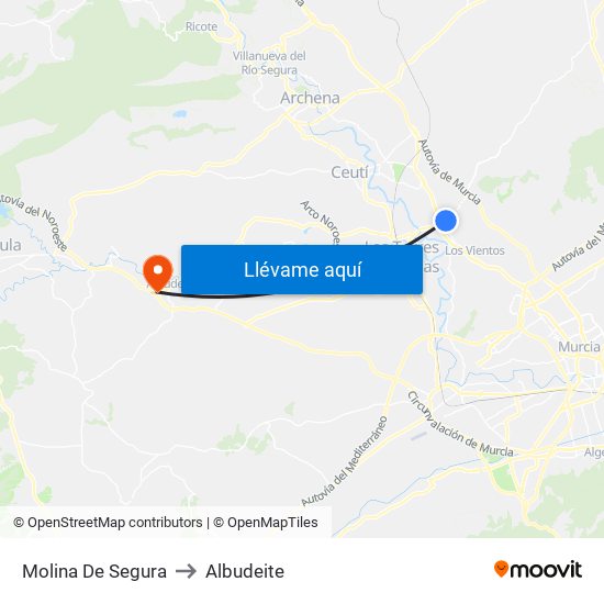 Molina De Segura to Albudeite map