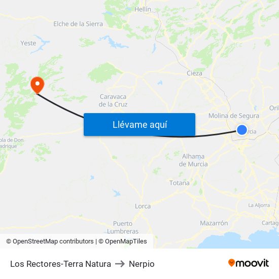 Los Rectores-Terra Natura to Nerpio map