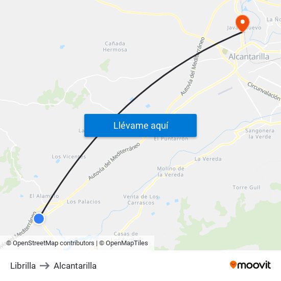 Librilla to Alcantarilla map