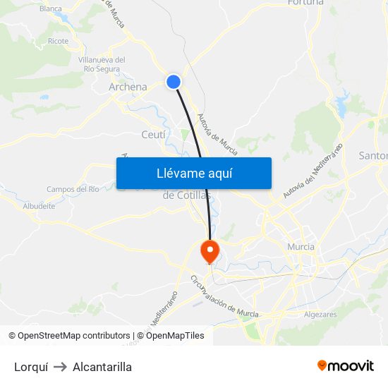 Lorquí to Alcantarilla map