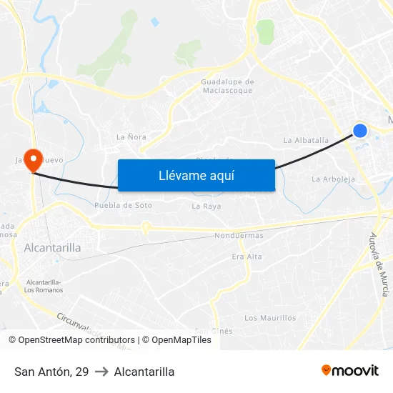 San Antón, 29 to Alcantarilla map