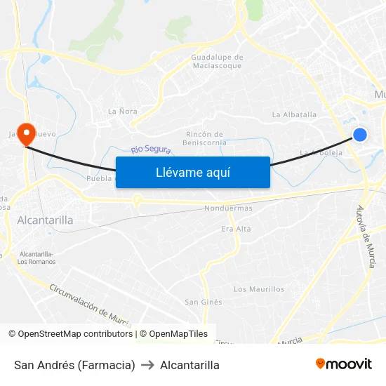 San Andrés (Farmacia) to Alcantarilla map
