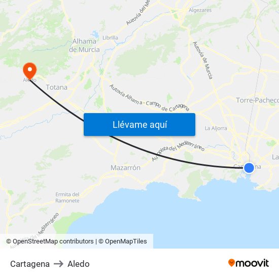 Cartagena to Aledo map