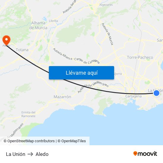 La Unión to Aledo map