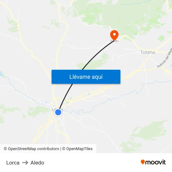 Lorca to Aledo map