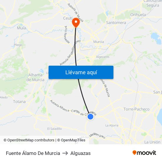 Fuente Álamo De Murcia to Alguazas map