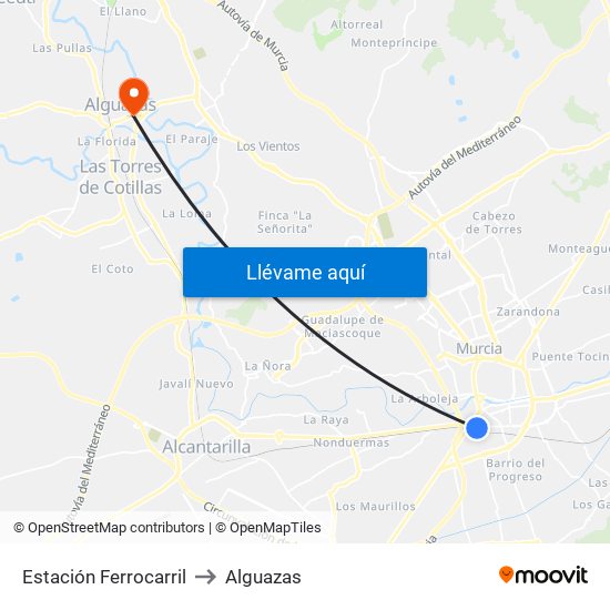 Estación Ferrocarril to Alguazas map