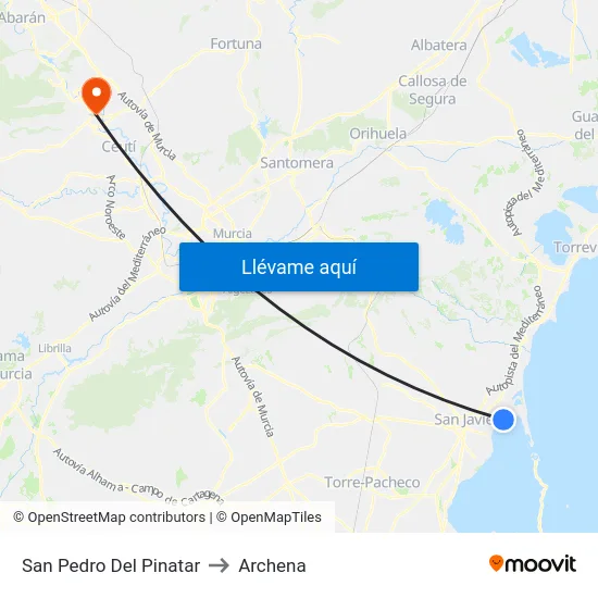 San Pedro Del Pinatar to Archena map