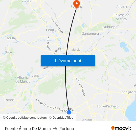 Fuente Álamo De Murcia to Fortuna map