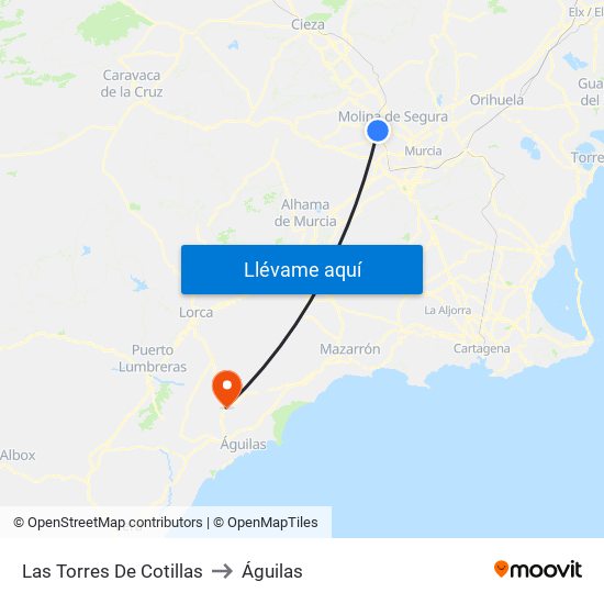 Las Torres De Cotillas to Águilas map