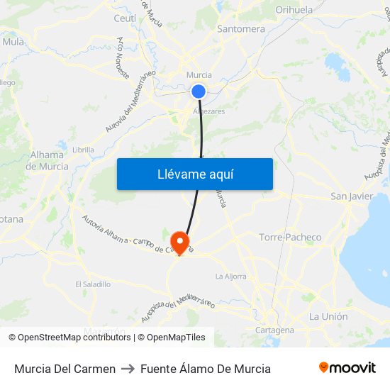 Murcia Del Carmen to Fuente Álamo De Murcia map