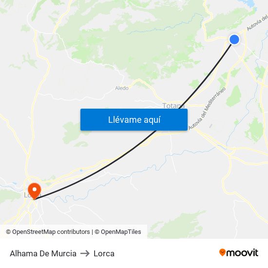 Alhama De Murcia to Lorca map