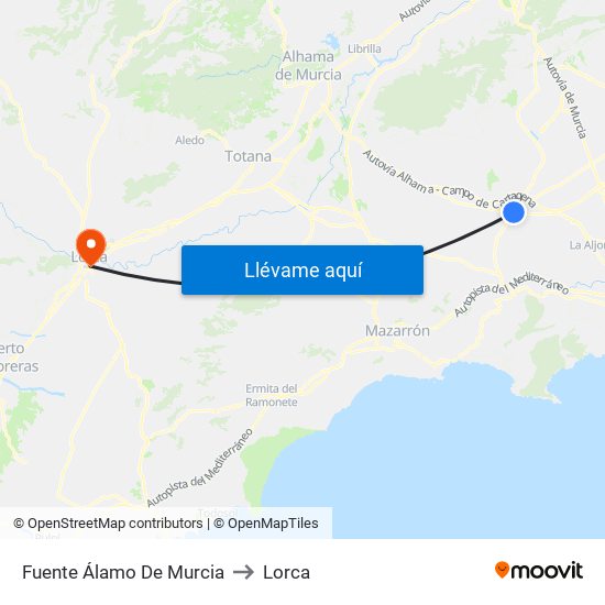 Fuente Álamo De Murcia to Lorca map