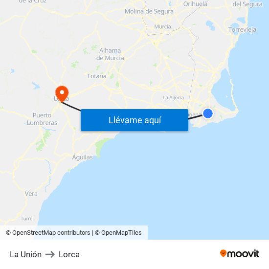 La Unión to Lorca map