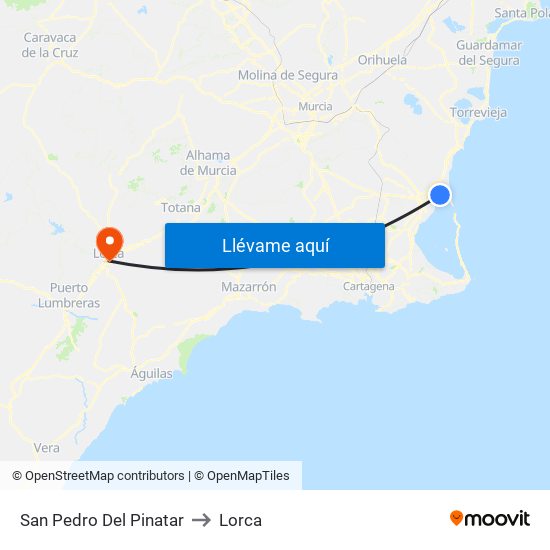 San Pedro Del Pinatar to Lorca map