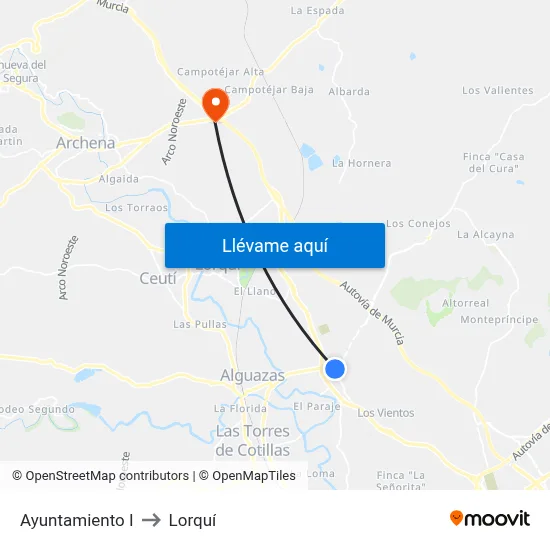 Ayuntamiento I to Lorquí map