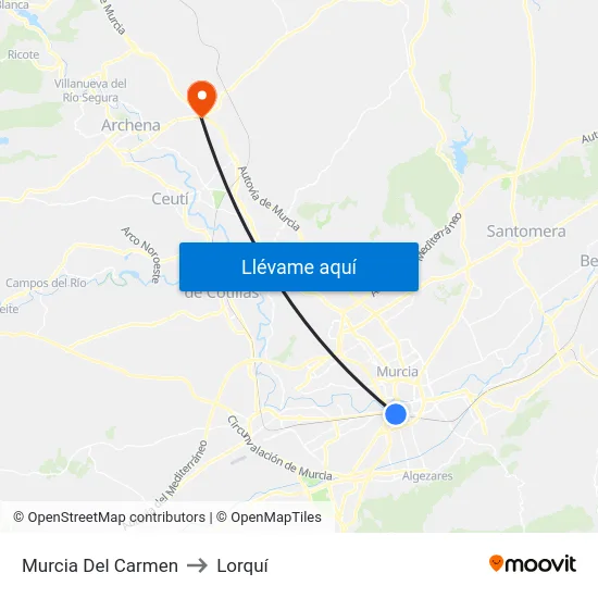 Murcia Del Carmen to Lorquí map