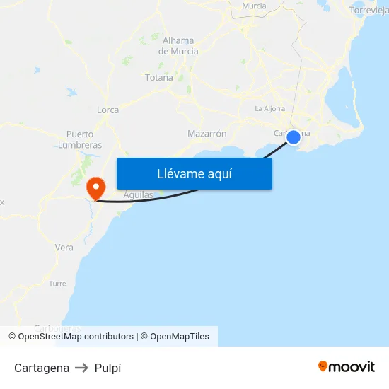 Cartagena to Pulpí map