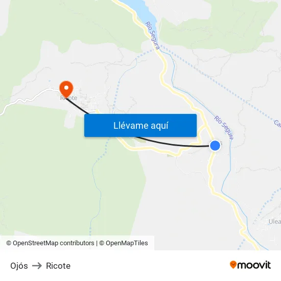 Ojós to Ricote map